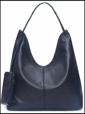 Genuine Leather Hobo Shoulder Bag Large Slouchy Handbag for Work Shopping